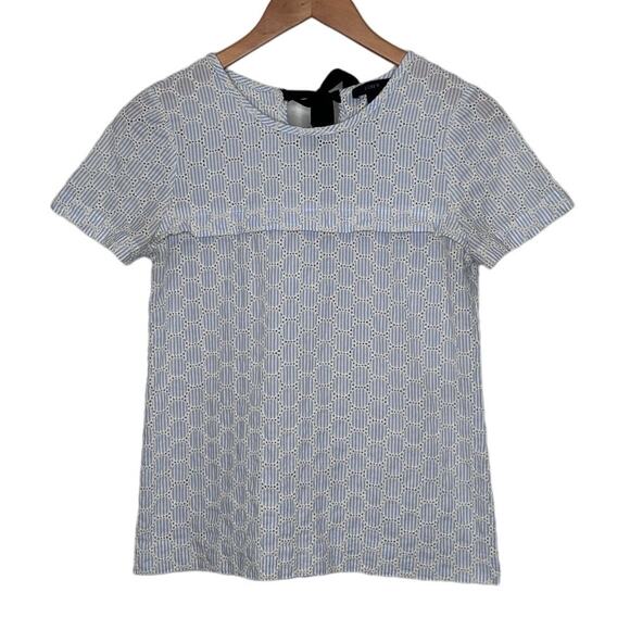 J. Crew Seersucker Eyelet Cotton top size 0 - Picture 1 of 6